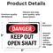Signmission Keep Out Open Shaft Danger Sign, Vinyl Decal, 5in W x 3.5in L, 2PK OS-2PACK-DS-D-35-L-2481 - alternate 5